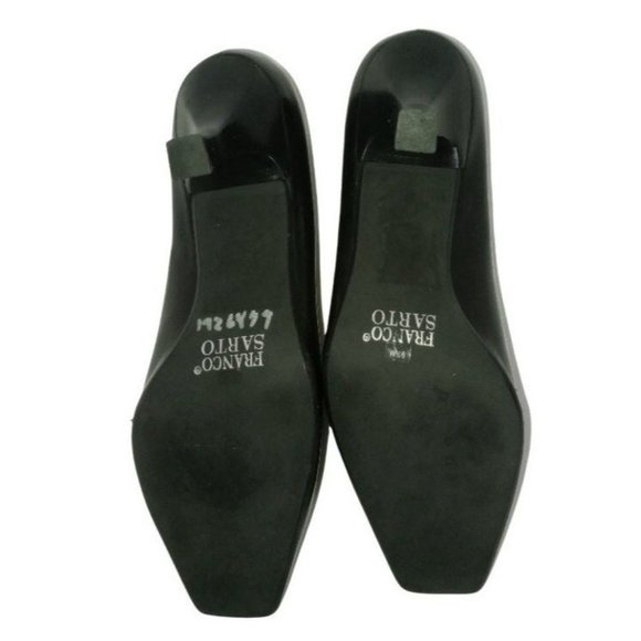 Franco Sarto Shoes, Square Toe, Black Vegan Leather, Stitching Design, High Heel - Picture 8 of 10